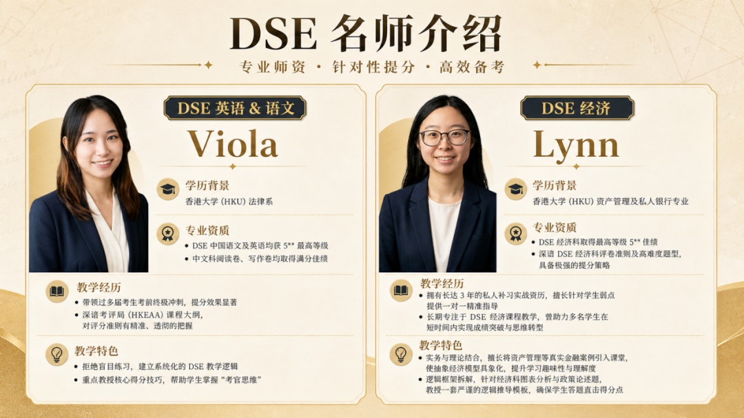 WeWrites 导师凭证卡:Viola(港大法律,中英文 5**)、Lynn(港大资产管理,经济 5*)